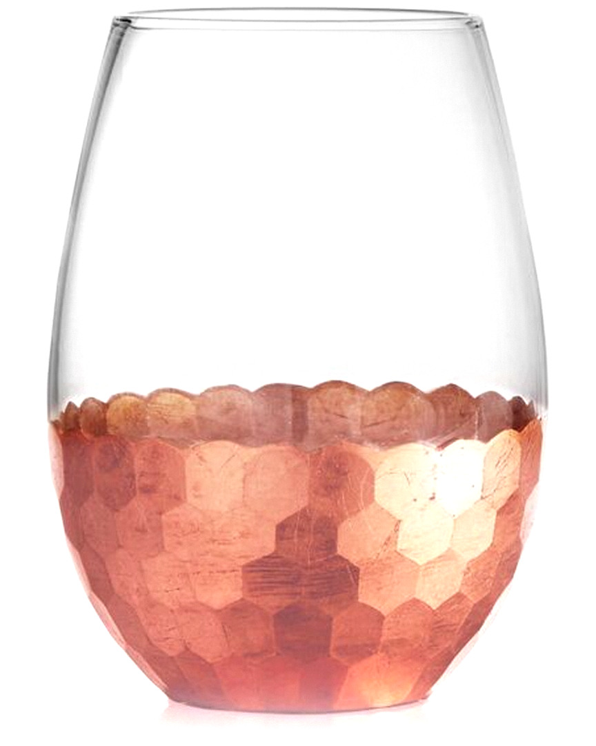 Jay Imports Jay Import Set Of 4 Copper Glam 20oz Stemless Glasses