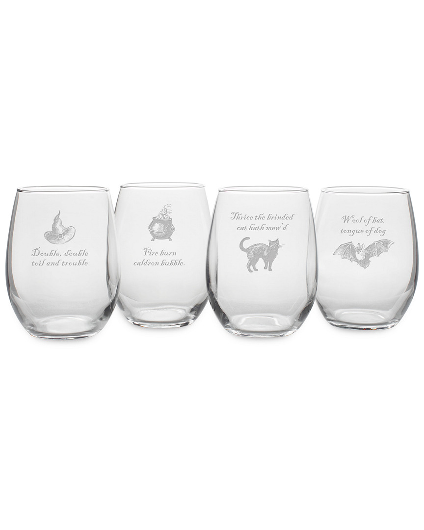 Susquehanna Set Of 4 Toil & Trouble Assortment Stemless Wine Glasses