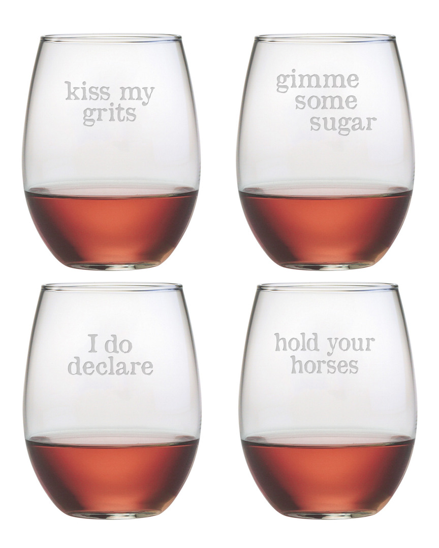 Susquehanna Glass Short N Sweet Set Of Four 21oz Stemless Wine Glasses