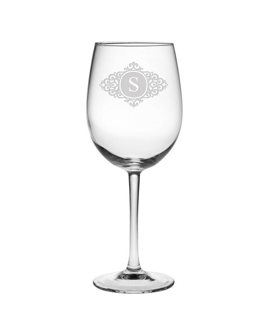 Susquehanna Glass Monogrammed Set Of Four 19oz Wine Glasses, (a-z)