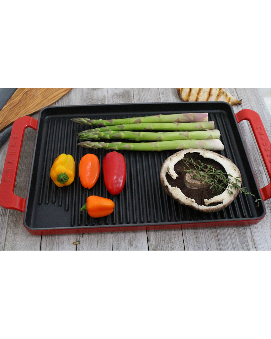 Chasseur 14in Flame Red Rectangular French Enameled Cast Iron Grill