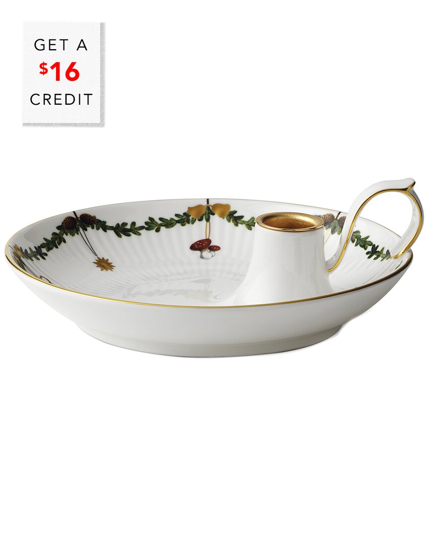 Royal Copenhagen Star Fluted Christmas Candlestick With $16 Credit