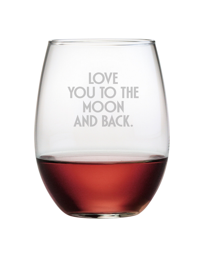 Susquehanna Glass Moon & Back Set Of Four 21oz Stemless Wine