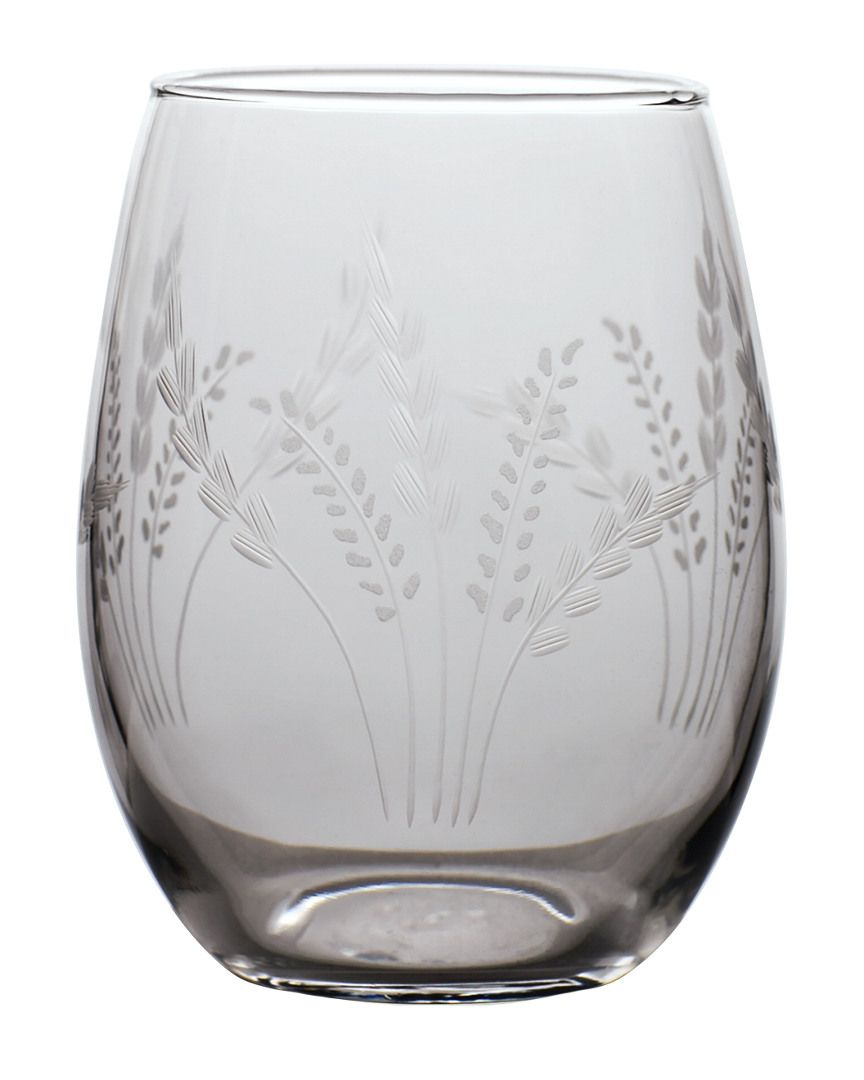 Susquehanna Glass Set Of 4 Fern Hand-cut Stemless Wine