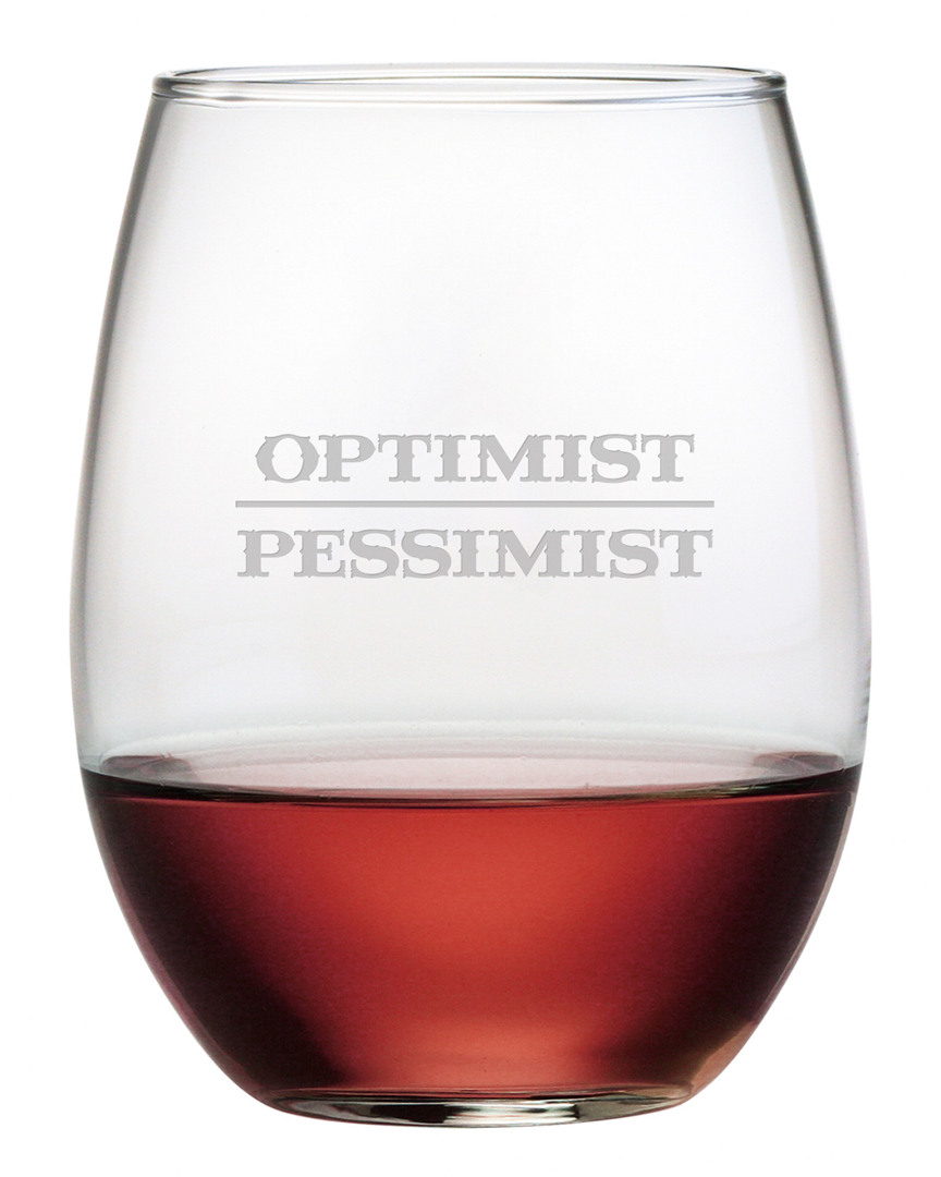 Susquehanna Glass Set Of Four 21oz Optimist/pestimist Stemless Glasses