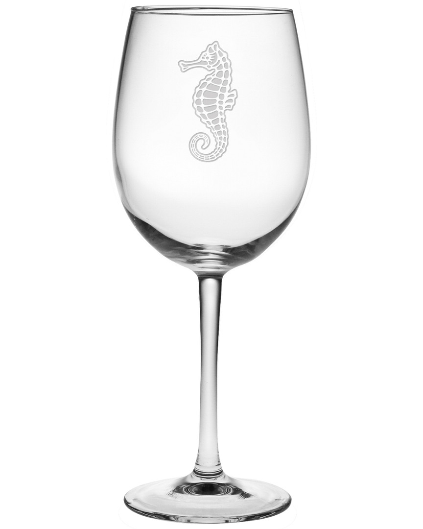 Susquehanna Glass Set Of Four Sea Horse Wine Glasses