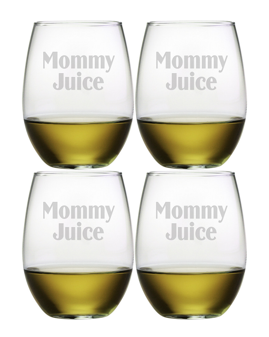 Susquehanna Glass Mommy Juice Set Of Four 21oz Stemless Glasses