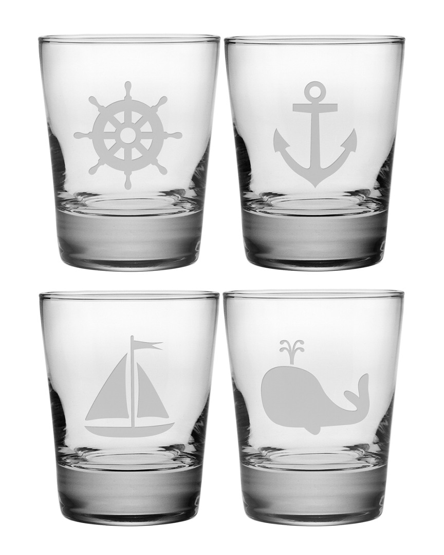 Susquehanna Glass Set Of Four Nautical 13.25oz Double Old Fashion Glasses