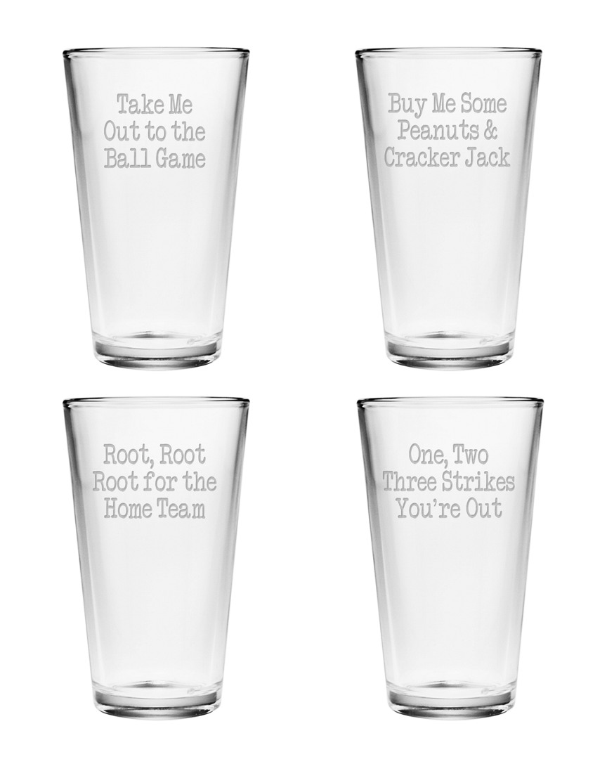 Susquehanna Glass The Old Ball Game Set Of Four 16oz Pint Glasses