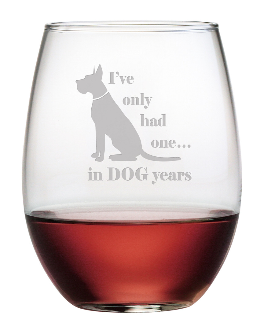 Susquehanna Glass Dog Years Set Of Four 21oz Stemless Wine Glasses