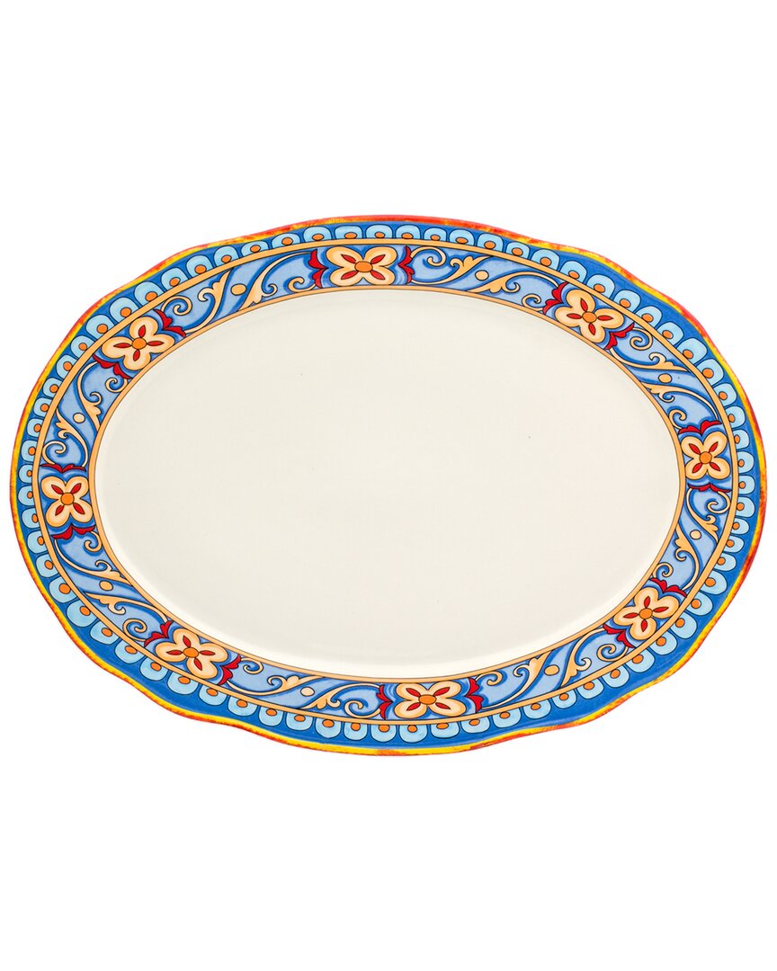 Shop Euro Ceramica Duomo 18in Oval Platter In Multicolor