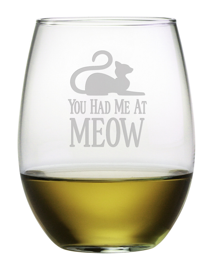 Susquehanna Glass You Had Me At Meow Set Of Four 21oz Stemless Tumblers