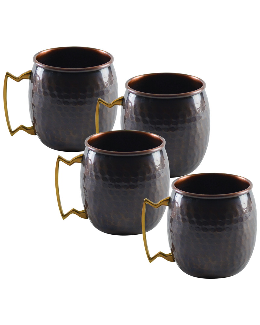 Ten Strawberry Street Antique Set Of Four 2oz Mini Copper Mugs