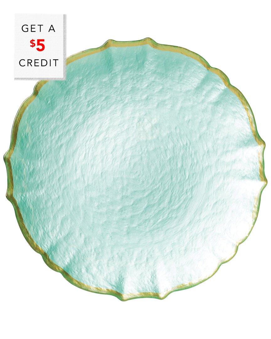 Vietri Viva By  Baroque Glass Aqua Service Plate/chargerte/charger With $5 Credit