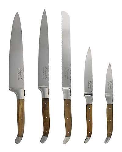 French Home 5pc Laguiole Olivewood Kitchen Knife Set
