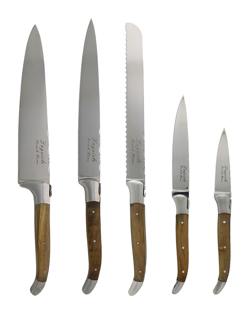 French Home 5pc Laguiole Olivewood Kitchen Knife Set