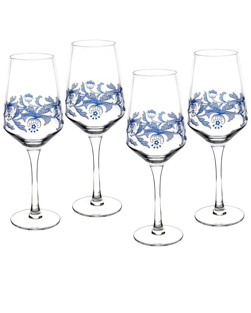 Spode Set Of 4 Blue Italian Wine Glasses