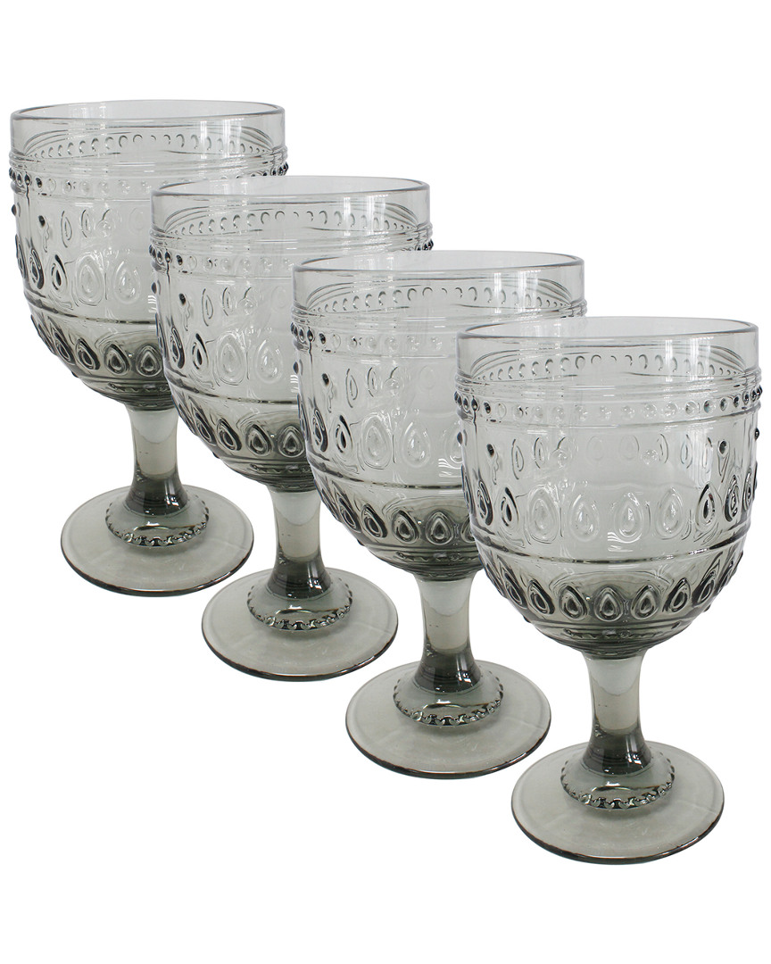 Euro Ceramica Fez Glassware 4pc 12oz Wine Glass Set In Grey