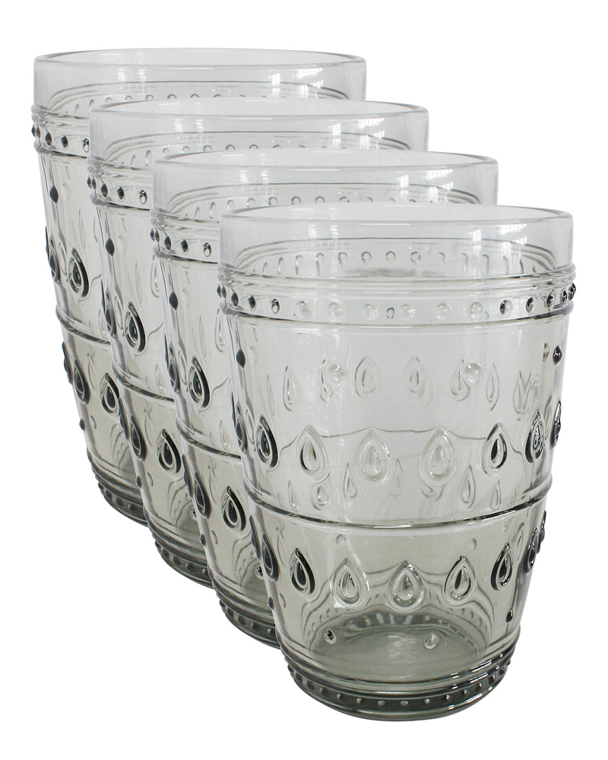 Euro Ceramica Fez Glassware 4pc 14oz Highball Glass Set In Grey