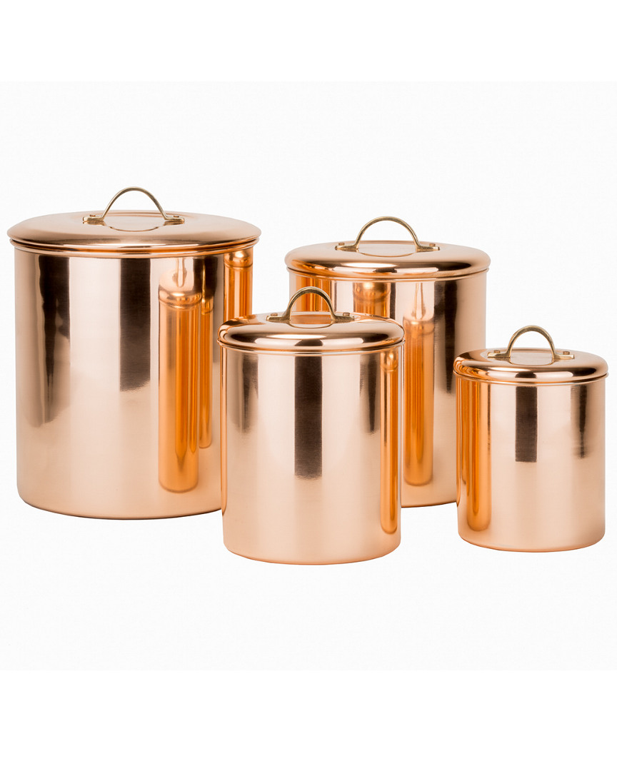 OLD DUTCH 4PC POLISHED COPPER CANISTER SET