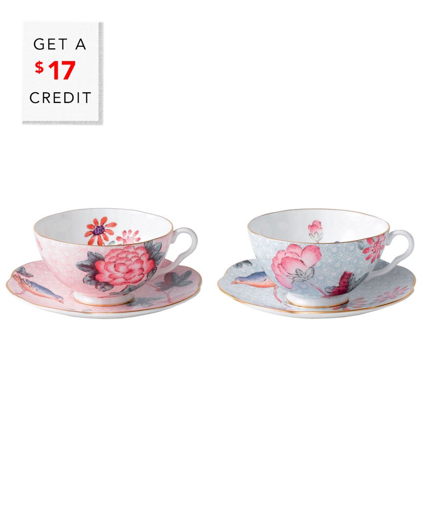 Wedgwood 4pc Cuckoo Teacup & Saucer Set With $17 Credit In Nocolor