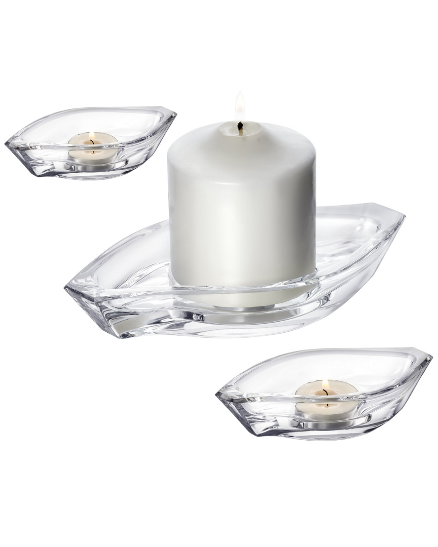 Orrefors Wave Votive 3 Piece Set In Clear