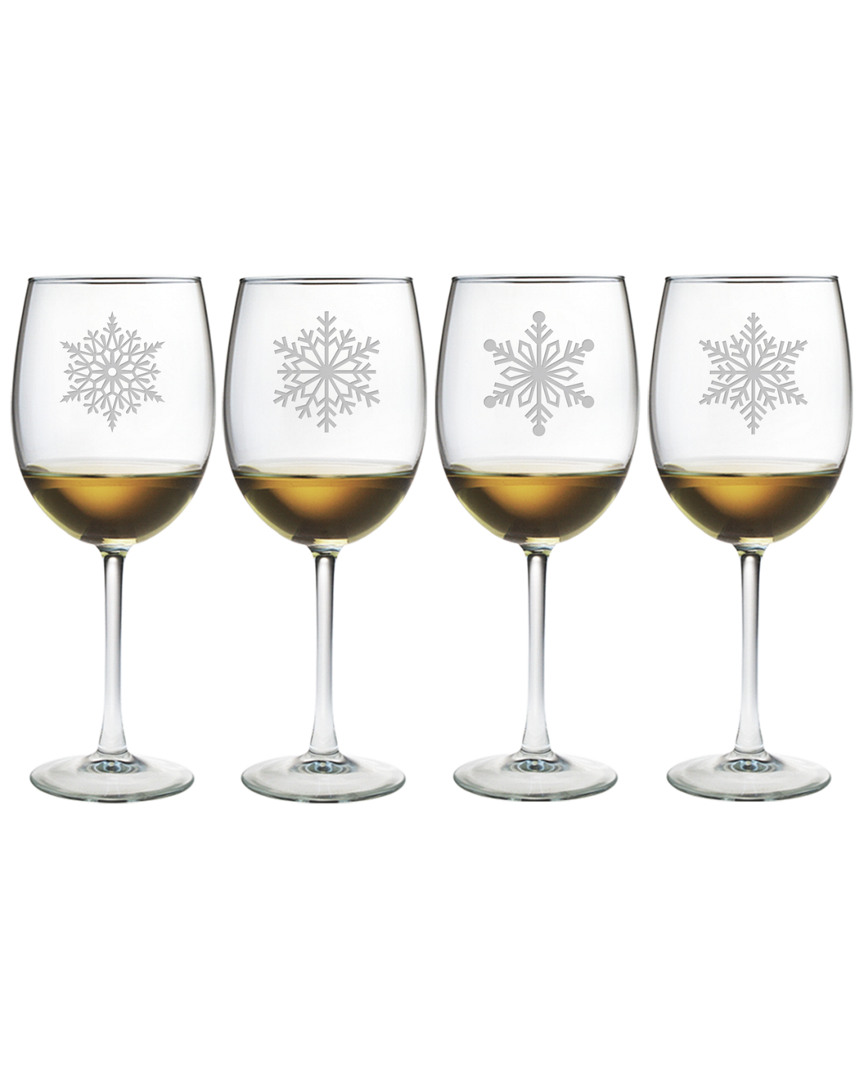 Susquehanna Glass Paper Snowflakes Set Of Four 19oz Wine Glasses