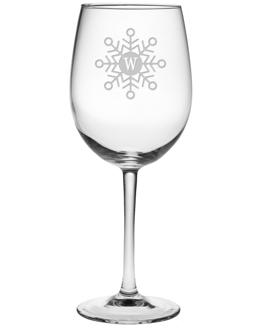 Susquehanna Glass Monogrammed Set Of Four 19oz Mod Snowflake Wine Glass Monogrammedes, (a-z)