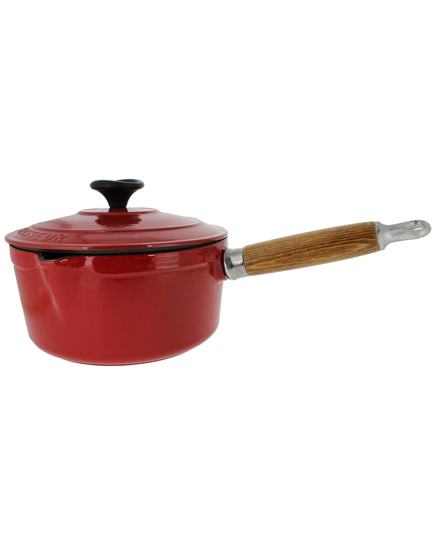 Chasseur 2.5qt Red French Enameled Cast Iron Sauce Pan