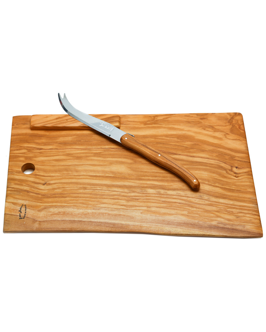 Jean Dubost Laguiole Rustic Olive Wood Cheese Knife & Board In Nocolor