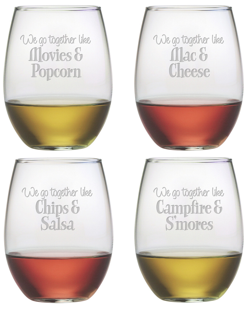 Susquehanna Set Of Four 21oz We Go Together Stemless Wine Glasses