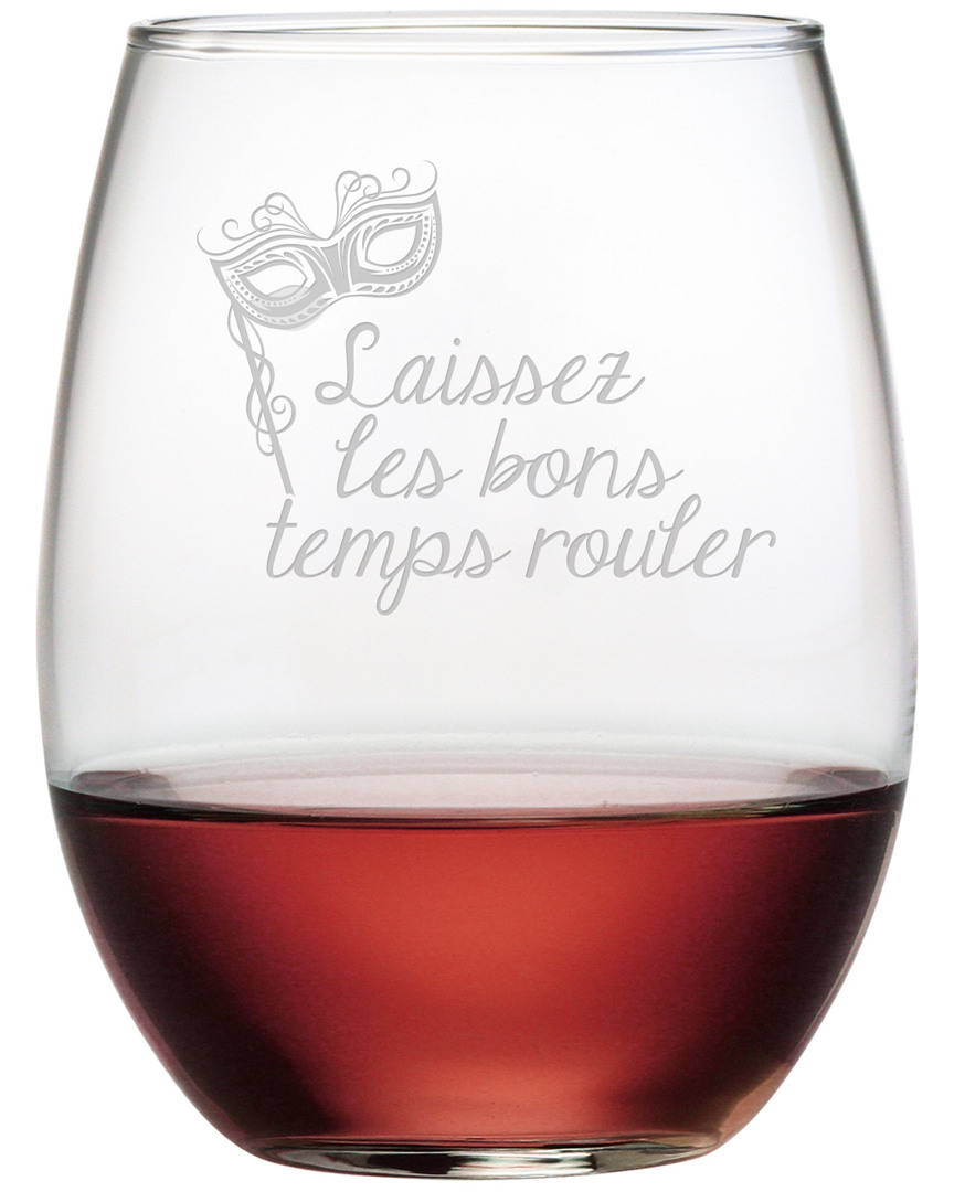 Susquehanna Set Of Four 21oz Laissez Les Bons Temps Rouler Stemless Wine Glasses