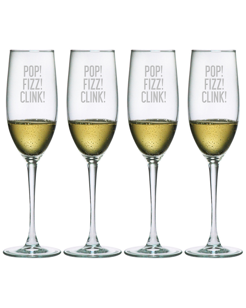 Susquehanna Set Of Four 8oz Pop Clink Fizz Champagne Flutes