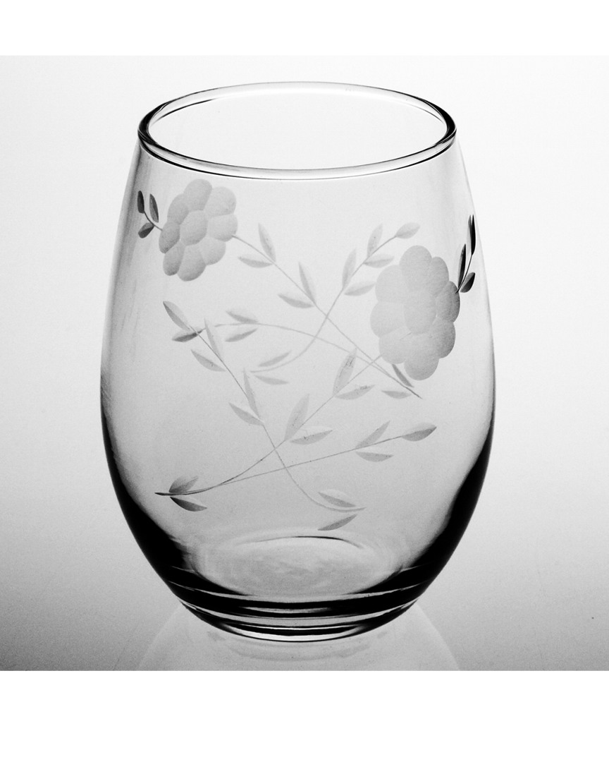 Susquehanna Glass Set Of Four 15oz Janet Handcut Stemless Glasses