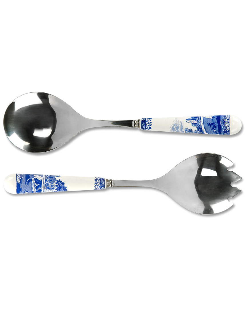 Spode Blue Italian 2pc Salad Servers