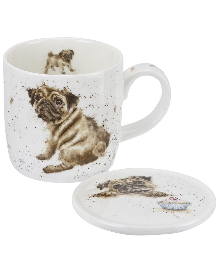 Royal Worcester Pug Love Mug And Coaster Set