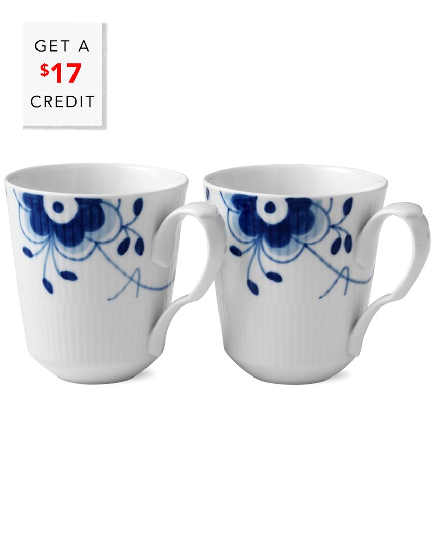 Shop Royal Copenhagen Set Of 2 Blue Fluted Mega Mugs With $17 Credit