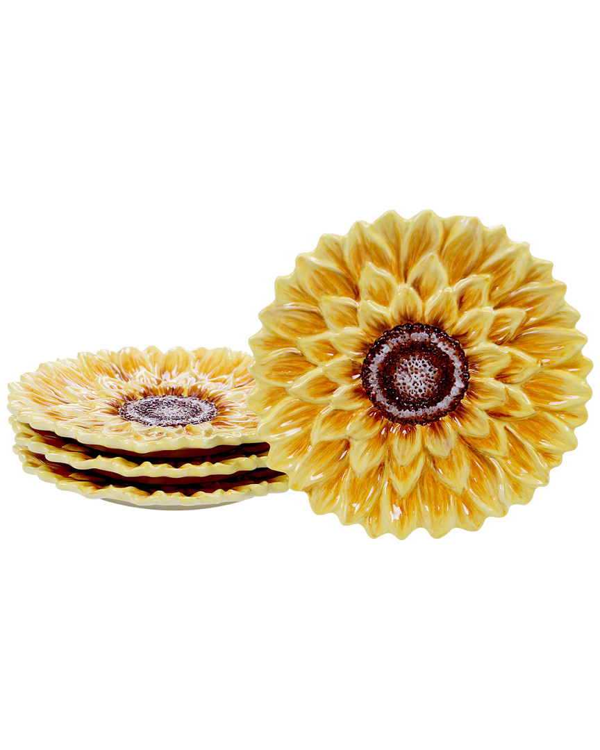 Certified International Sunset Sunflower Set Of 4 8.25in Dessert Plates