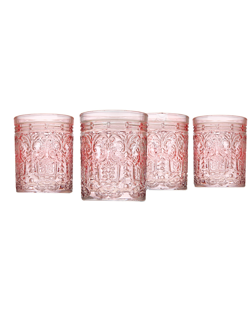 Godinger Set Of 4 Jax Pink Glasses