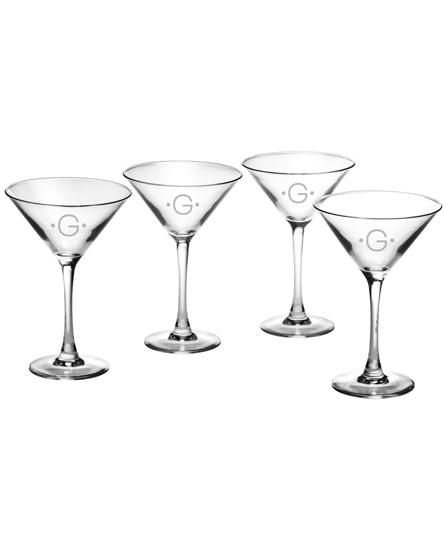 Susquehanna Glass Monogrammed Set Of Four Dot Martini Glasses, (a-z)