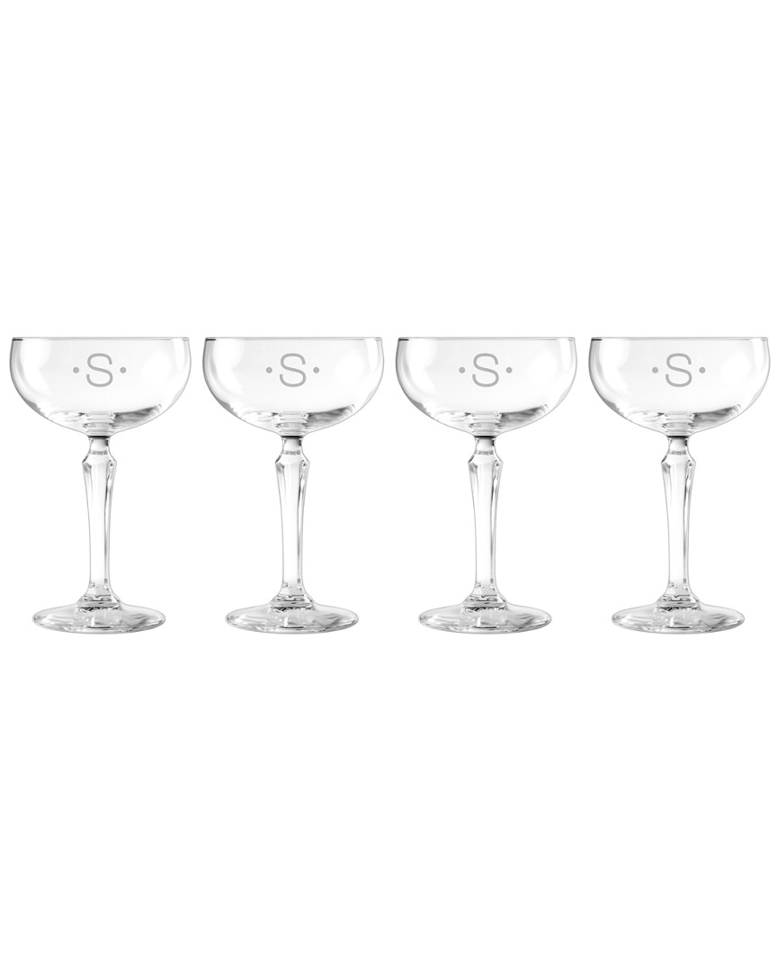 Susquehanna Monogrammed Set Of Four Dot Cocktail Coupes, (a-z)