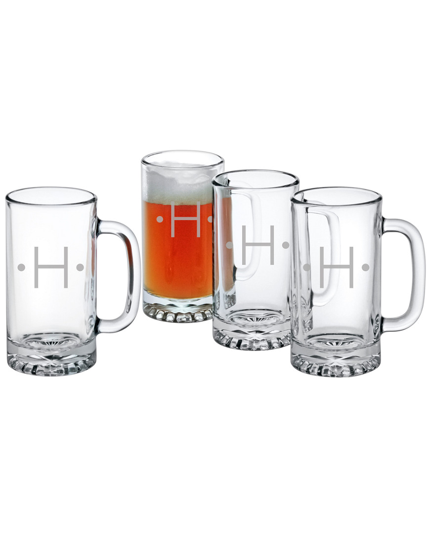 Susquehanna Glass Monogrammed Set Of Four Dot Pub Beer Handled Glass Monogrammedes