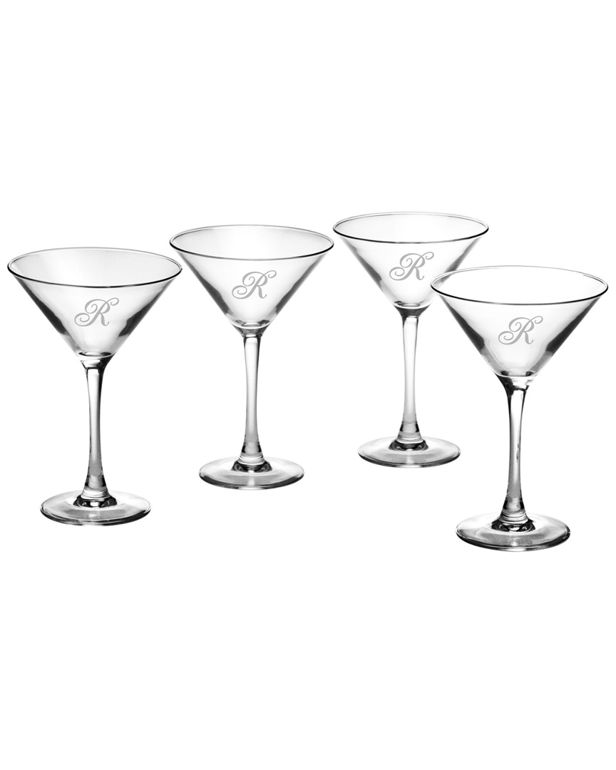 Susquehanna Glass Monogrammed Set Of Four Champlain Martini Glass Monogrammedes, (a-z)