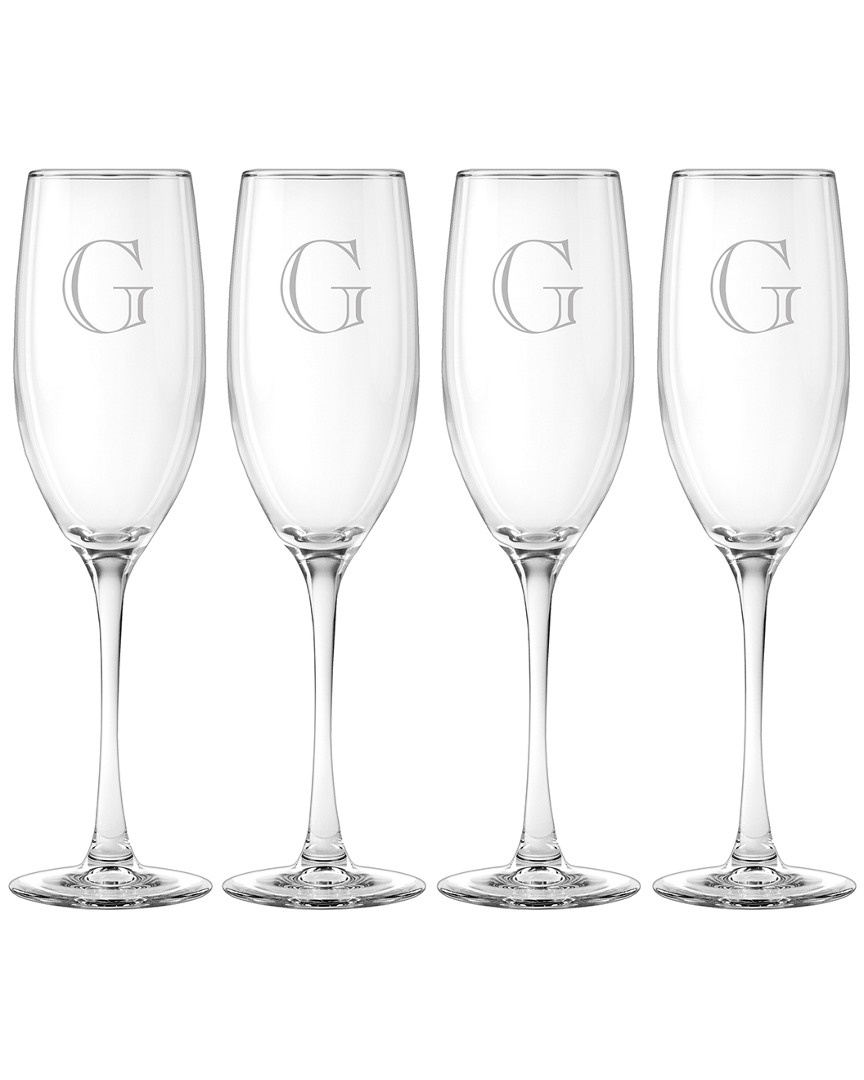Susquehanna Glass Monogrammed Set Of Four 8oz Engraver Grand Flutes, (a-z)