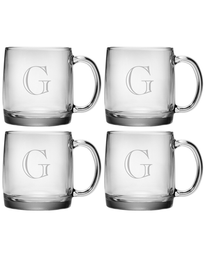 Susquehanna Glass Monogrammed Set Of Four Engraver Coffee Mugs, (a-z)