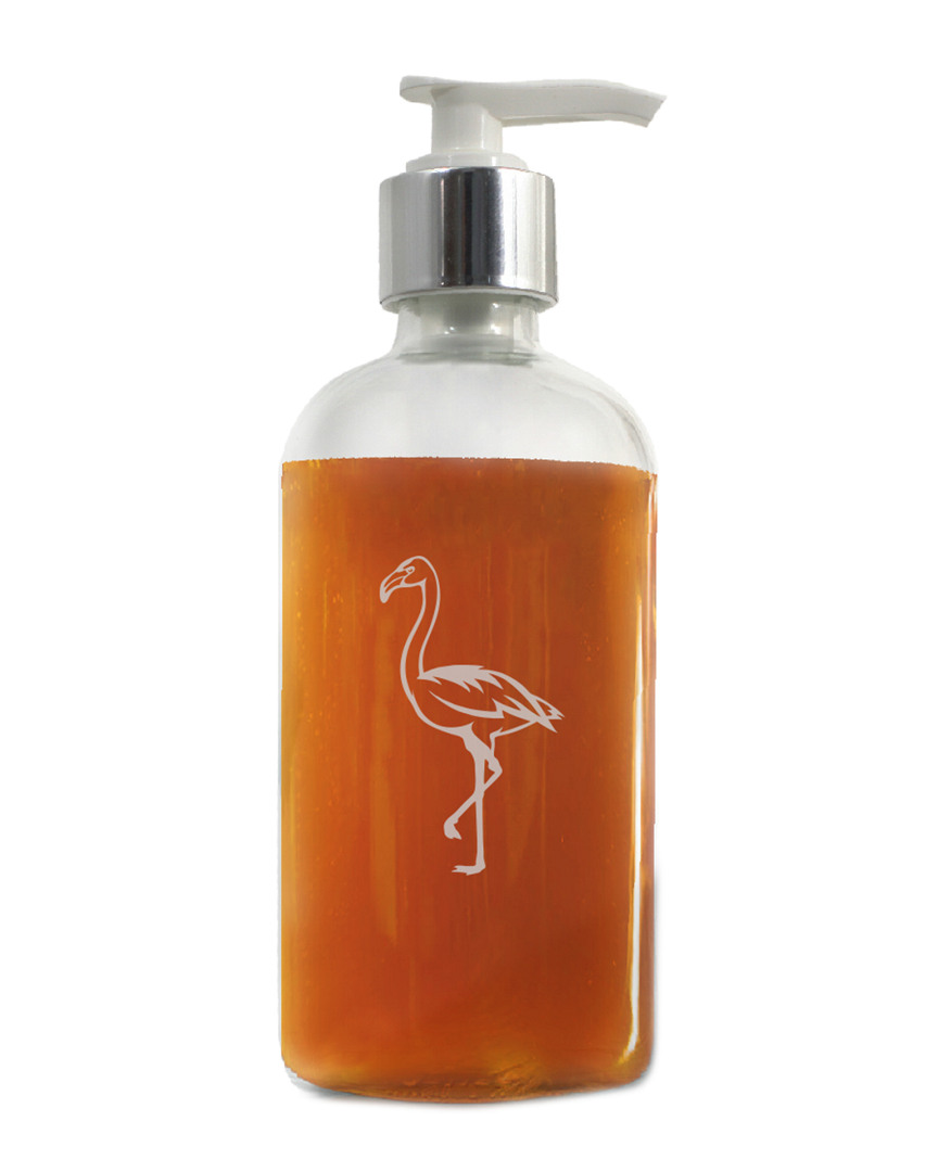 Carved Solutions Flamingo Initial Glass Soap Dispenser 8oz Boston Round