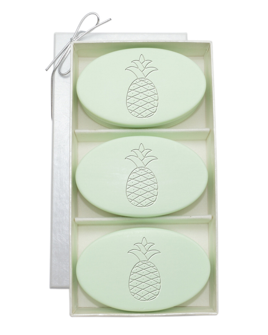 Shop Carved Solutions Pineapple Signature Spa Trio Green Tea & Bergamont 3 Soap Bars