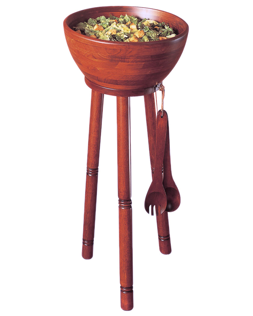 Woodward Woodard & Charles 3pc Salad Bowl Set On Stand In Beige