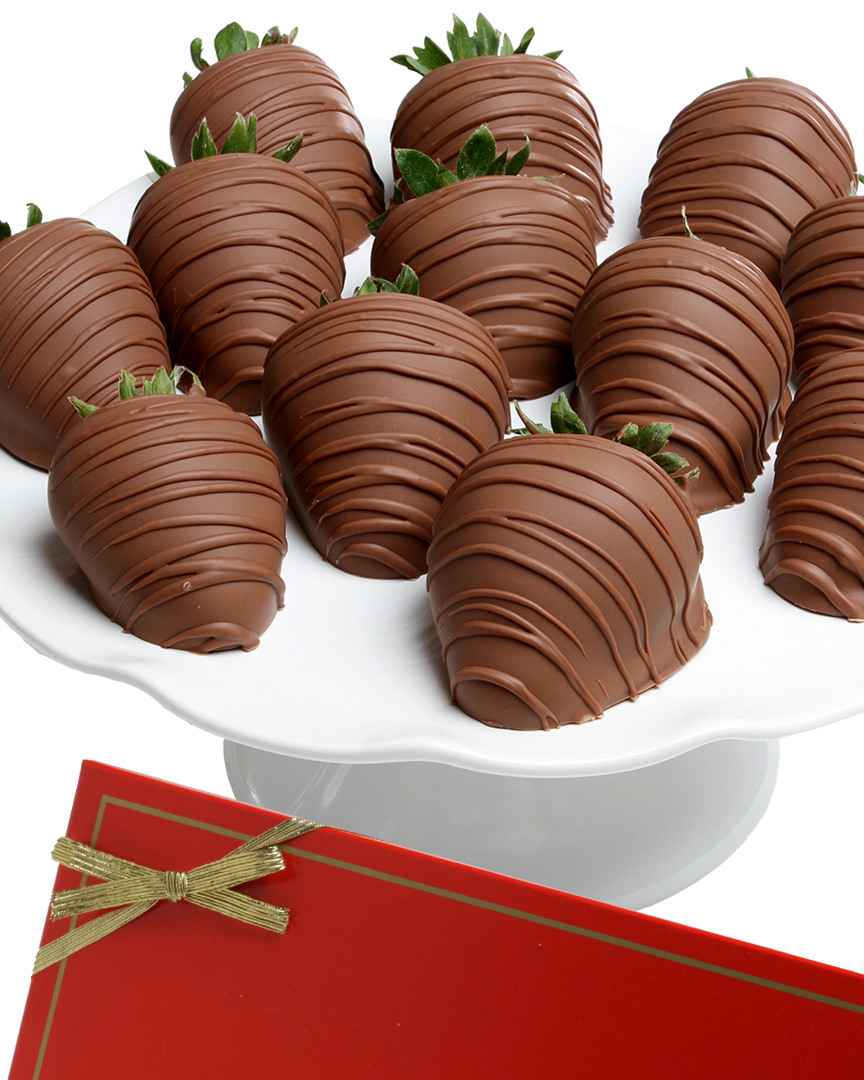 Chocolate Covered Company 12pc All Milk Belgian Chocolate Classic Strawberries In Brown