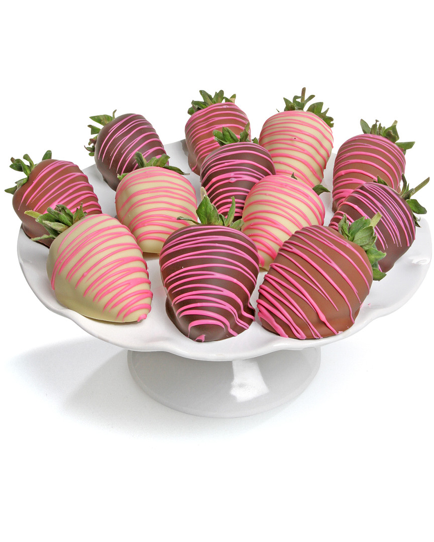 Chocolate Covered Company 12pc Elegant Pink Belgian Chocolate Covered Strawberries